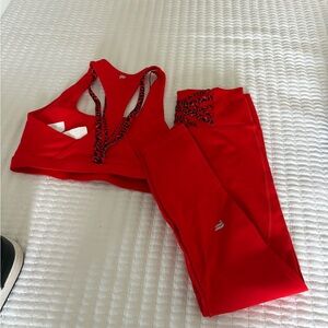 Fabletics Bold Red Sports Bra and Leggings